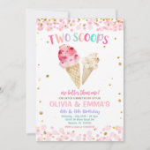コーンアイスクリーム共同誕生日パーティーの招待 招待状 (正面)