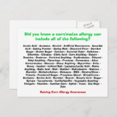 コーンアレルギー一覧 – はがき (正面/裏面)