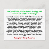 コーンアレルギー一覧 – はがき (正面)