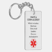 コーンアレルギー警告キーチェーン キーホルダー (正面左)
