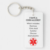 コーンアレルギー警告キーチェーン キーホルダー (正面)