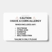 コーンアレルギー警告緊急カード バッジ (Back)