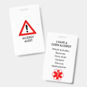 コーンアレルギー警告 バッジ (Front & Back)