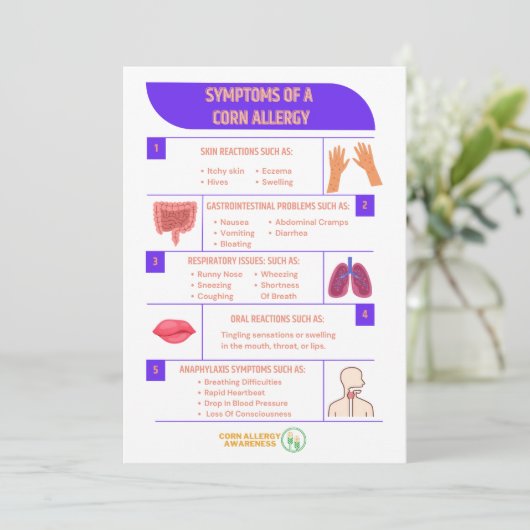 コーンアレルギー5x7カードの症状 メニュー (スタンド正面)