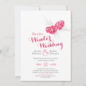 コーンアート赤い灰色の冬の結婚式の写真 招待状 (正面)