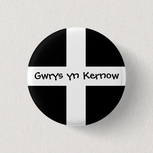 コーンウォールで作られるGwrysのyn Kernow - 缶バッジ (正面)