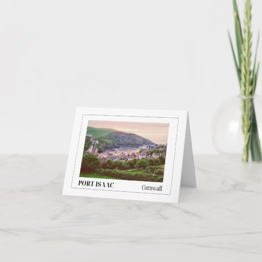 コーンウォールのポートアイザック上空の夕日 シーズンカード (正面)