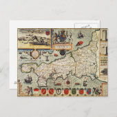 コーンウォールの地図 ポストカード (正面/裏面)