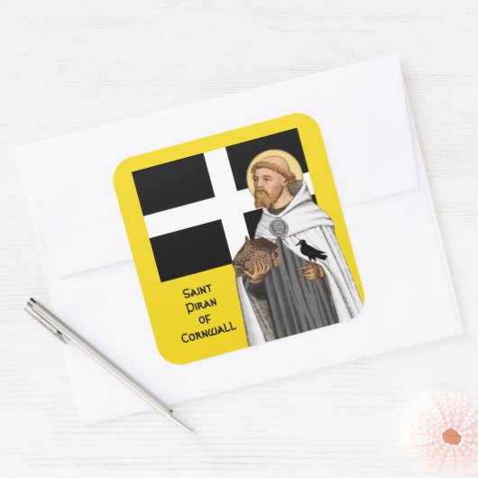 コーンウォールの聖ピラン(SAE 01)とその国旗 スクエアシール (封筒)