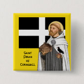 コーンウォールの聖ピラン(SAE 01)とその国旗 缶バッジ (正面)