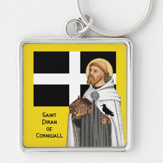 コーンウォールの聖ピラン(SAE 01)と彼の旗 キーホルダー (正面)