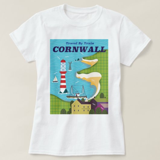 コーンウォールへ列車で行こう Tシャツ (デザイン正面)