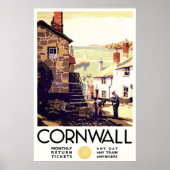 コーンウォールイングランドヴィンテージ旅行ポスター ポスター (正面)