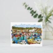 コーンウォールイングランドUKハーバー ポストカード (スタンド正面)