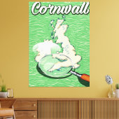 コーンウォール地図ヴィンテージ旅行ポスター キャンバスプリント (インサイチュ (リビング))