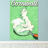 コーンウォール地図ヴィンテージ旅行ポスター キャンバスプリント (インサイチュ (ウッドフロア))
