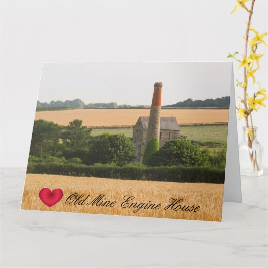 コーンウォール旧鉱山エンジン ハウス写真 オーダーメイド カード (黄色い花)