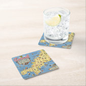 コーンウォール、イギリスの地図 スクエアペーパーコースター (インサイチュ)