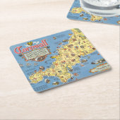 コーンウォール、イギリスの地図 スクエアペーパーコースター (アングル)