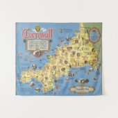 コーンウォール、イギリスの地図 タペストリー (正面(横))