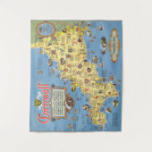 コーンウォール、イギリスの地図 タペストリー (正面)