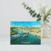コーンウォール イングランド 海岸の風景 油絵 ポストカード (スタンド正面)