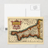 コーンウォール,コーンワイル郡イングランド古物地図 ポストカード (正面/裏面)