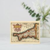 コーンウォール,コーンワイル郡イングランド古物地図 ポストカード (スタンド正面)