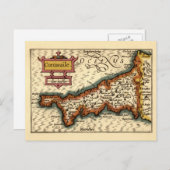 コーンウォール,コーンワイル郡イングランド古物地図 ポストカード (正面/裏面)