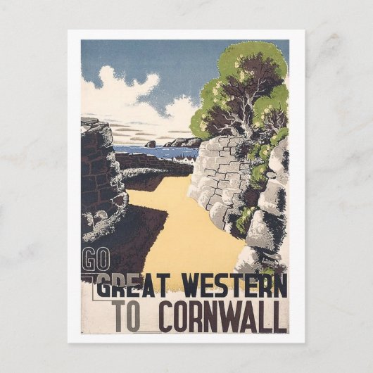 コーンウォール、海岸、イギリス、ヴィンテージ旅行はがき ポストカード (正面)