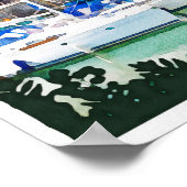 コーンウォールUKのパストウ港、水の色。 ポスター (角)