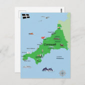 コーンウ図解入りの、写真付きのルの地図 ポストカード (正面/裏面)