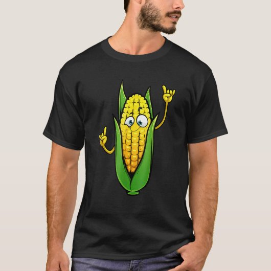コーンオンザコブデザイン女子男性へ農家食品 Tシャツ (正面)