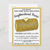 コーンオンザコブ懇親会ピクニッククックアウトブロックパーティー インビテーションポストカード (正面/裏面)