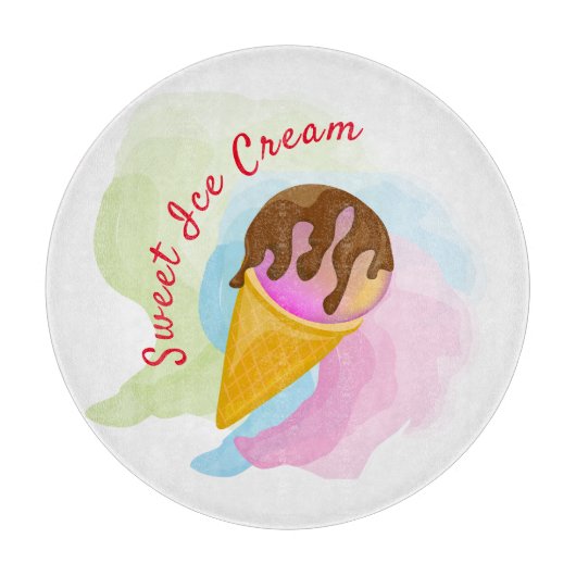 コーンカラフルの甘いアイスクリーム カッティングボード (正面)