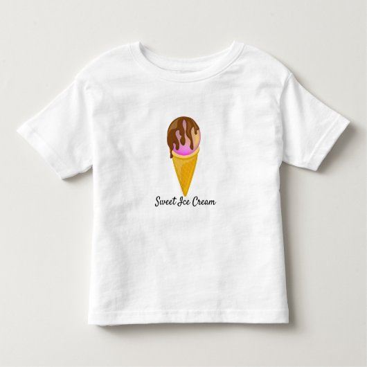 コーンカラフルの甘いアイスクリーム トドラーTシャツ (正面)
