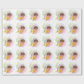 コーンカラフルの甘いアイスクリーム ラッピングペーパー (フラット)