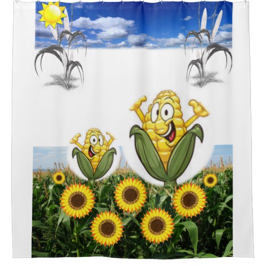 コーンカーナルグリーン金ゴールドシャワーカーテンブラック シャワーカーテン (正面)