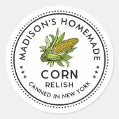 コーンコブのアイコン付きコーン風味のラベル ラウンドシール (正面)