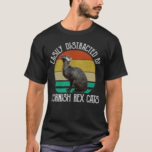 コーンシックスロックス猫に気を取られやすい Tシャツ (正面)