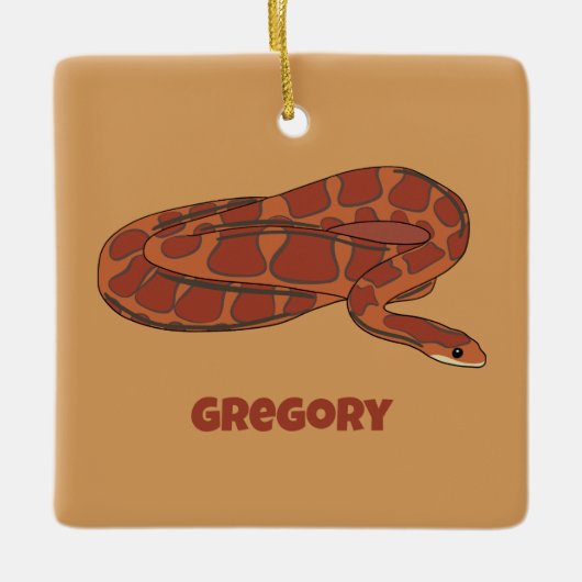 コーンスネークオレンジレッドリアリスティックパーソナライズされた セラミックオーナメント (正面)