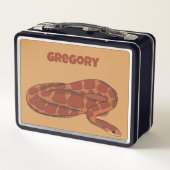 コーンスネークオレンジレッドリアリスティックパーソナライズされた メタルランチボックス (裏面)