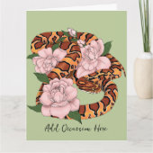 コーンスネークピンク花グリーン カード (正面)