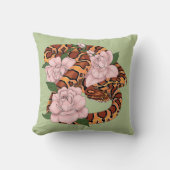 コーンスネークピンク花グリーン クッション (正面)