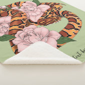 コーンスネークピンク花グリーン シェルパブランケット (3/4)