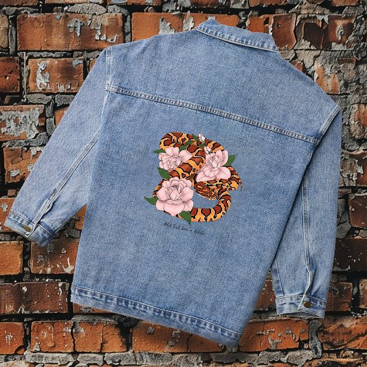 コーンスネークピンク花グリーン デニムジャケット