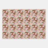 コーンスネークピンク花グリーン ラッピングペーパーシート (正面2)