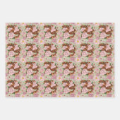 コーンスネークピンク花グリーン ラッピングペーパーシート (正面)