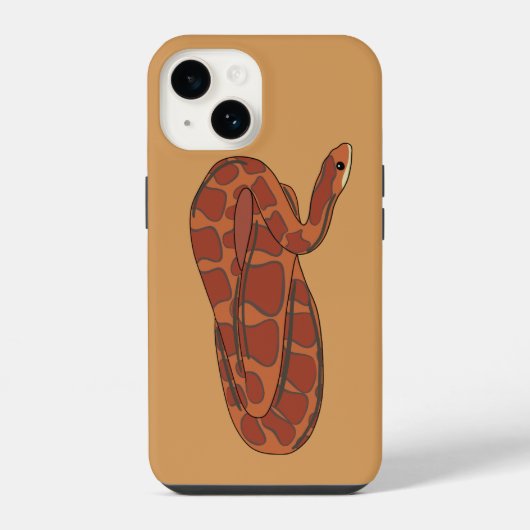 コーンスネーク 赤 オレンジ イラスト iPhoneケース (裏面)