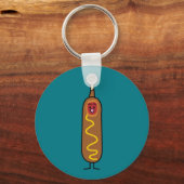 コーンドッグコーンドッグマスタード深い揚げソーセージの犬 キーホルダー (正面)